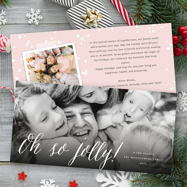 Oh So Jolly Simple Script Modern Christmas Photo Holiday Card (Creator Uploaded)