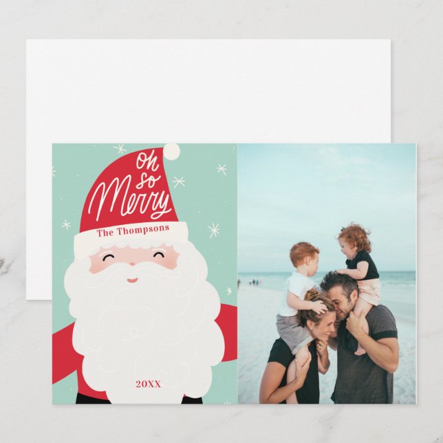 Oh So Merry Cute Santa Holiday Card (Front/Back)