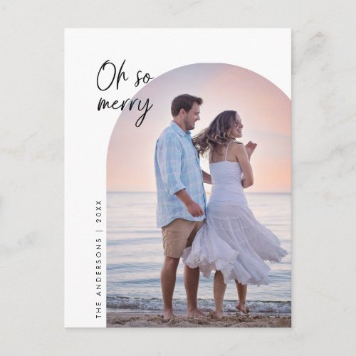 Oh So Merry Family Photo Arch Frame Greeting Postcard
