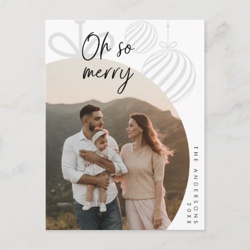 Oh So Merry Family Photo Christmas Greeting Postcard