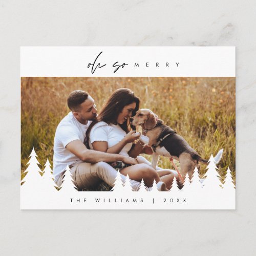 Oh So Merry Modern Rustic Christmas Family Photo Postcard