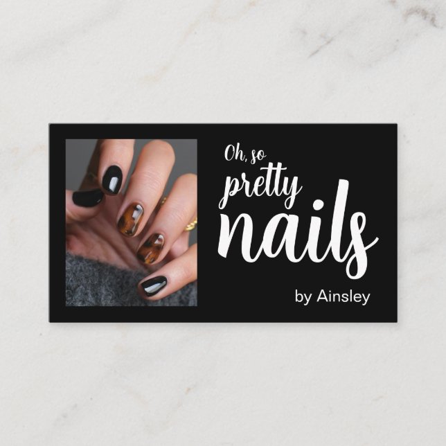 Oh So Pretty Nail Artist Script Photo Business Card (Front)
