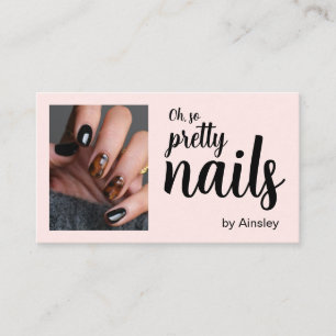 Oh So Pretty Nail Artist Script Photo Pink Business Card