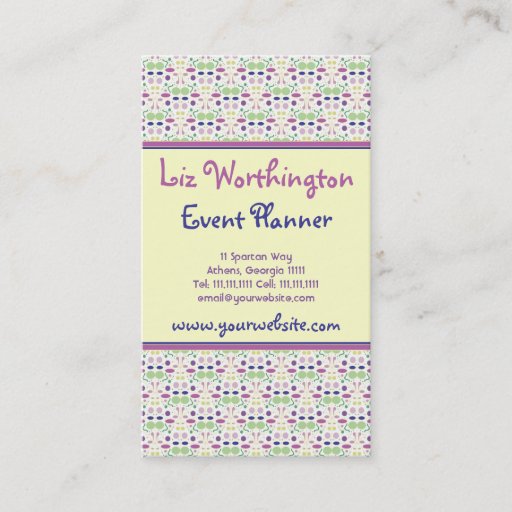 Customizable Oh So Pretty Pink and Green Polka Dot Party Business Card