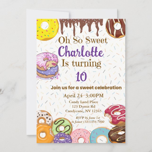Oh So Sweet Donut Party Invitation (Front)