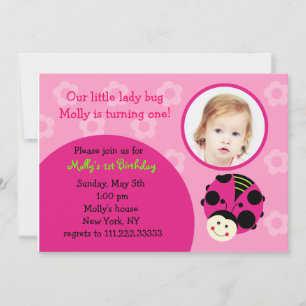 Oh So Sweet Ladybug Birthday Party Invitations