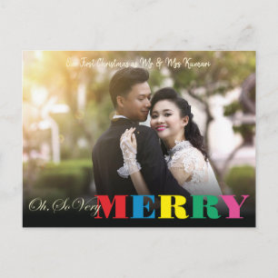 Oh, So Very Merry Colorful 2 Photo Christmas Postcard
