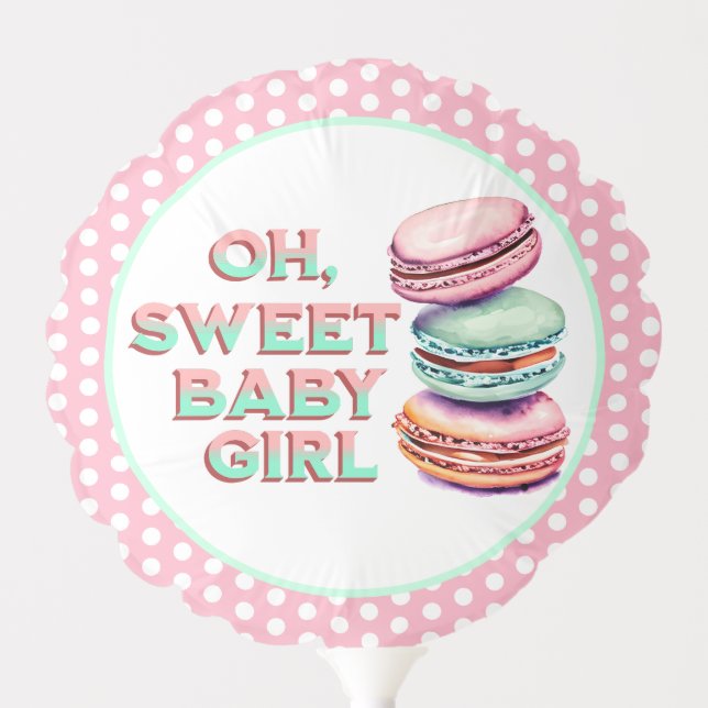 Oh Sweet Baby Girl | Macaron Baby Shower Balloon (Front)