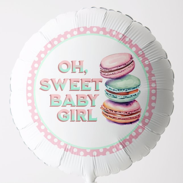 Oh Sweet Baby Girl | Macaron Baby Shower Balloon (Front)