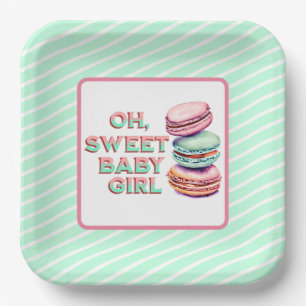 Oh Sweet Baby Girl Macaron Themed Baby Shower Paper Plates