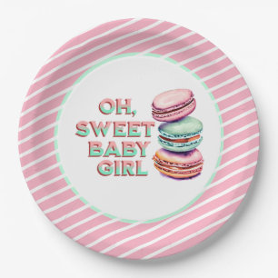 Oh Sweet Baby Girl Macaron Themed Baby Shower Paper Plates