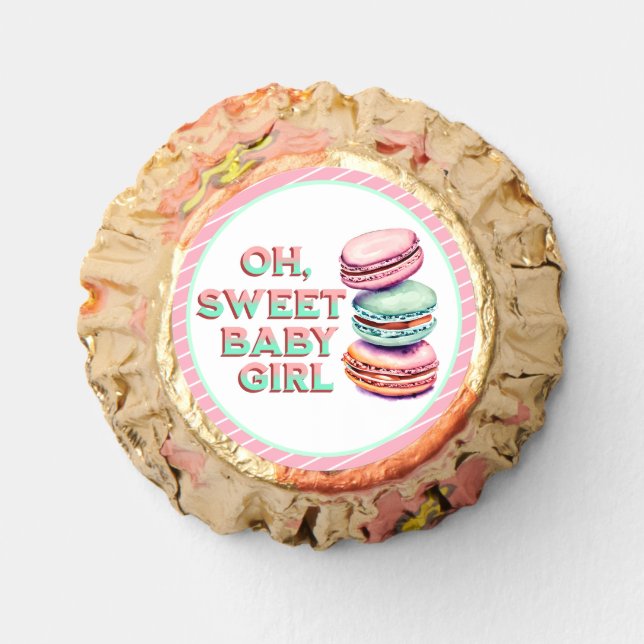 Oh Sweet Baby Girl Macaron Themed Baby Shower Reese's Peanut Butter Cups (Front)