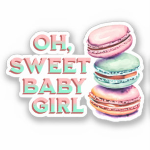 Oh Sweet Baby Girl Macaron Themed Baby Shower Sticker