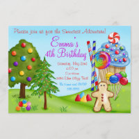 Oh Sweet Candy Land Birthday Cupcake Invitations