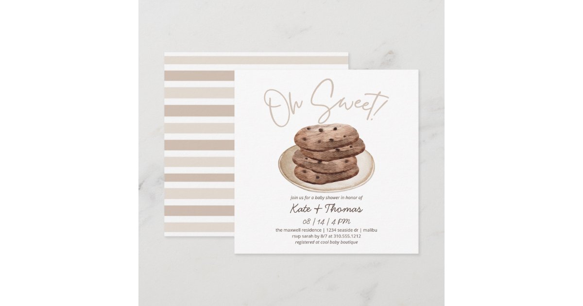 Oh Sweet Cookie Dessert Baby Shower Invitation Zazzle