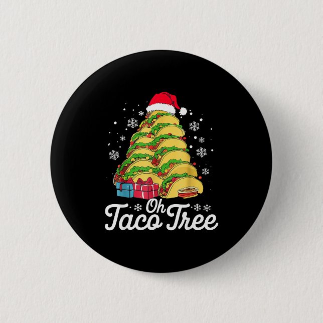 Oh Taco Tree Christmas Cute Xmas Mexican Food Love Button (Front)