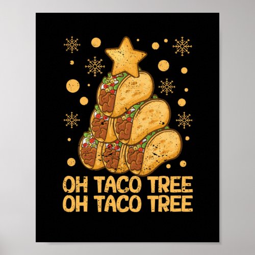 Oh Taco Tree Christmas Pajamas Xmas Mexican Food Poster