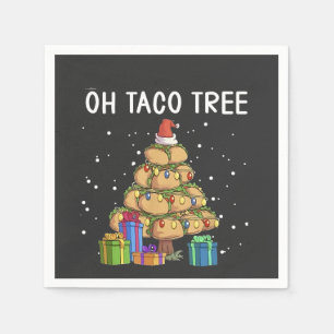 Oh Taco Tree Funny Mexican Food Ugly Christmas Napkins