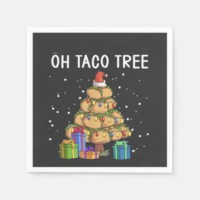 Oh Taco Tree Funny Mexican Food Ugly Christmas  Napkins (Front)