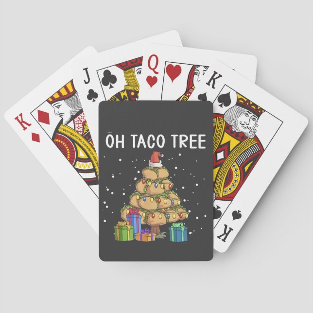 Oh Taco Tree Funny Mexican Food Ugly Christmas  Poker Cards (Back)