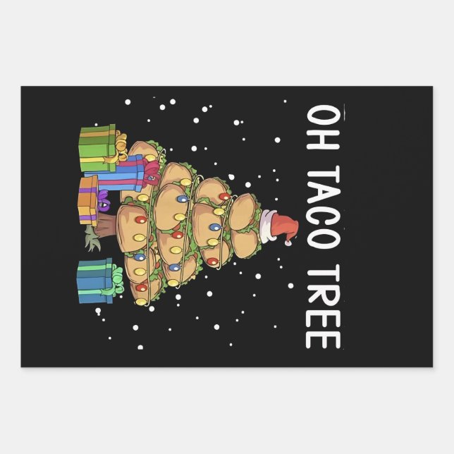 Oh Taco Tree Funny Mexican Food Ugly Christmas  Wrapping Paper Sheets (Front)