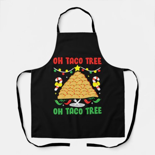 Oh Taco Tree Mexican Food Taco Lover Christmas Apron