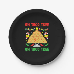 Oh Taco Tree Mexican Food Taco Lover Christmas Paper Plates