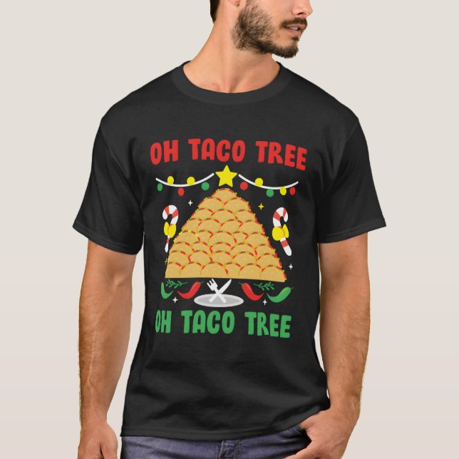 Oh Taco Tree Mexican Food Taco T-Shirt (Front)