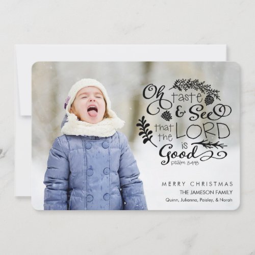 Oh Taste and See Scripture Verse Christmas Photo Holiday Card