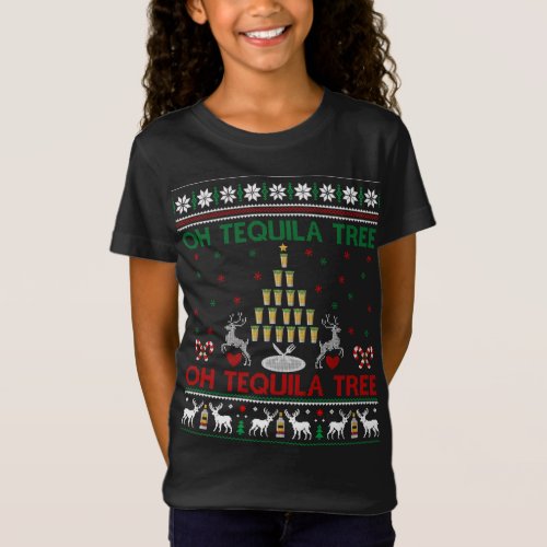 Oh Tequila Tree Funny Drinking Christmas Gift Ugly T_Shirt