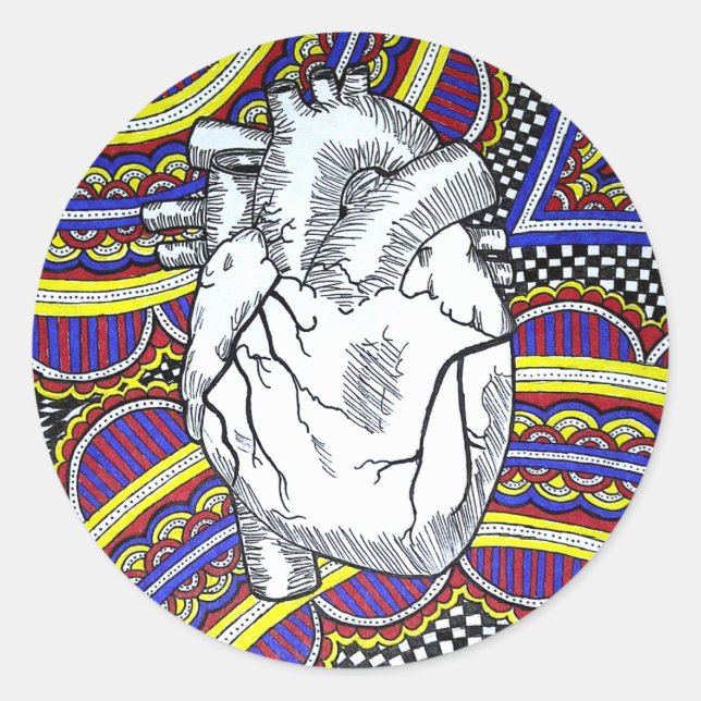 Oh The Heart Classic Round Sticker (Front)