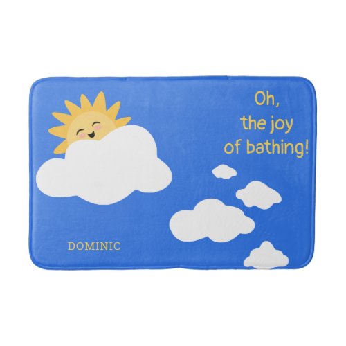 Oh The Joy of Bathing  Vibrant Blue Cheerful Sun Bath Mat