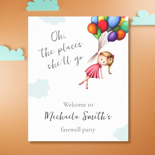 Oh the Places Girl Retirement Party Welcome Poster