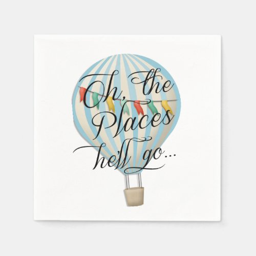 Oh the Places Hell Go Boy Hot Air Balloon Napkin