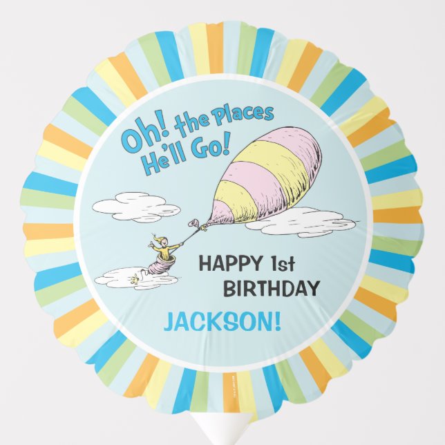 Oh, The Places He'll Go! - First Birthday Balloon (Front)