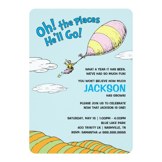 Oh! The Places He'll Go! - First Birthday Card