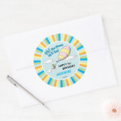 Oh, The Places He'll Go! - First Birthday Classic Round Sticker (Envelope)