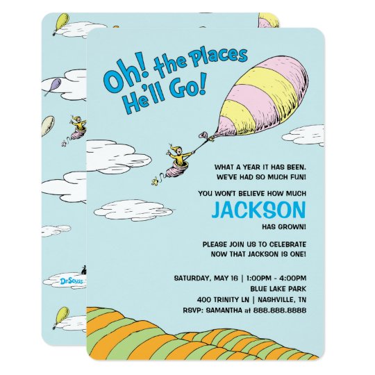 Oh The Places He Ll Go First Birthday Invitation Zazzle