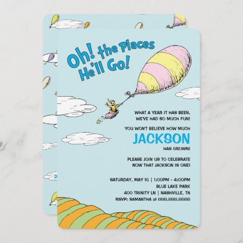 Oh The Places Hell Go _ First Birthday Invitation