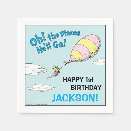 Oh, The Places He'll Go! - First Birthday Paper Napkins