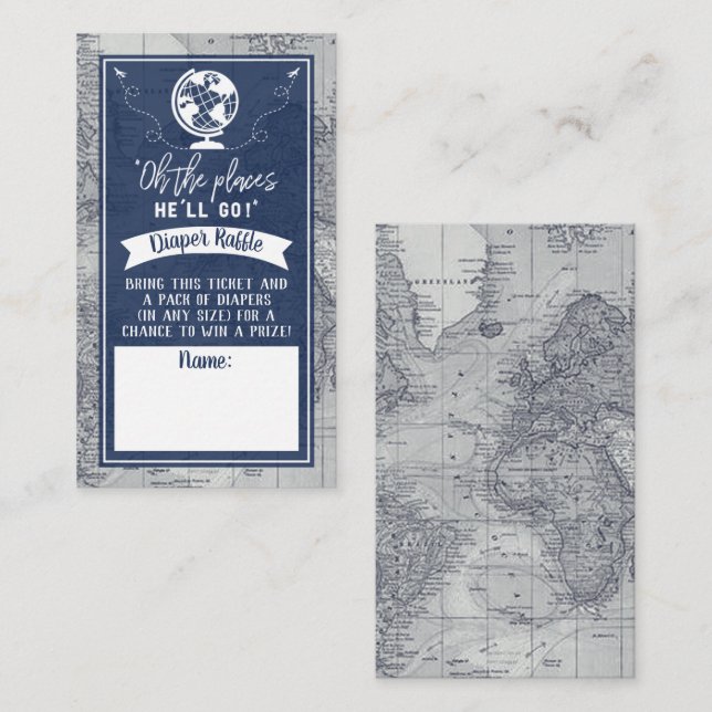 "Oh The Places He'll Go!" Travel Map Baby Enclosure Card (Front/Back)