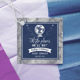 "Oh The Places He'll Go!" Travel Map Baby Shower Favor Tags