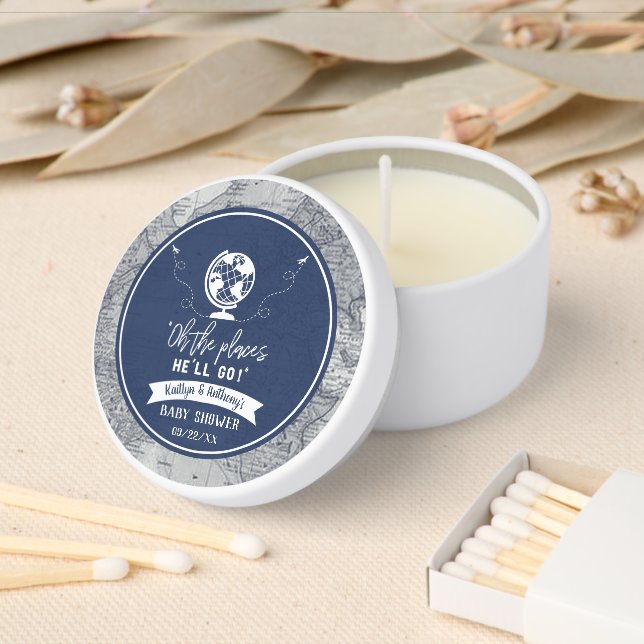 "Oh The Places He'll Go!" Travel Map Baby Shower Mini Candle Favors (Insitu)