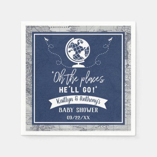 Oh The Places Hell Go Travel Map Baby Shower Napkins