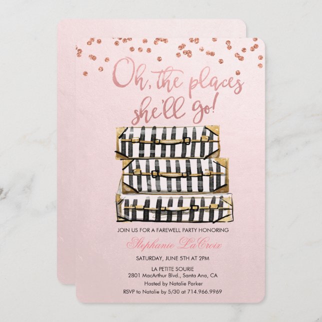 Oh the Places She'll Go Farewell Invitation (Front/Back)