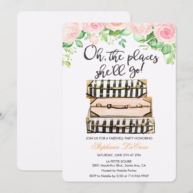 Oh The Places She'll Go Farewell Party Invitation (Front/Back)