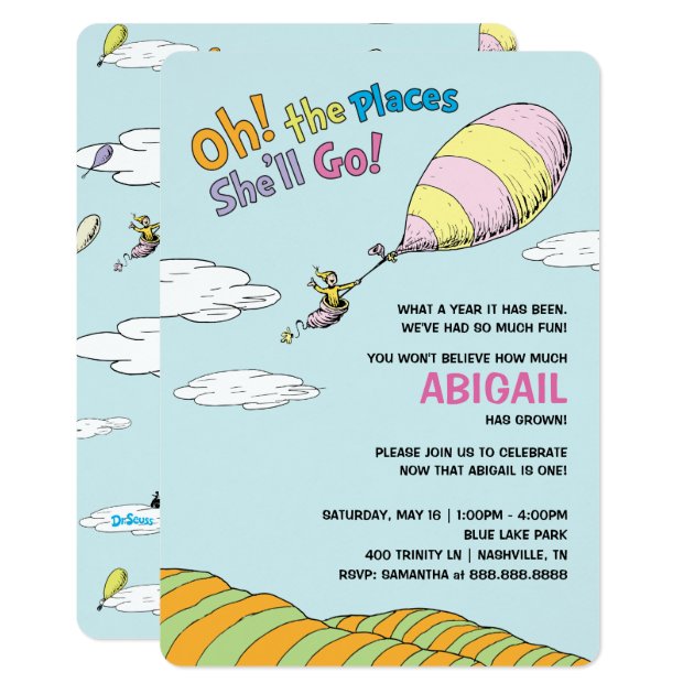 Oh! The Places She'll Go! - First Birthday Card