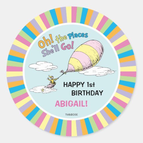 Oh The Places Shell Go _ First Birthday Classic Round Sticker