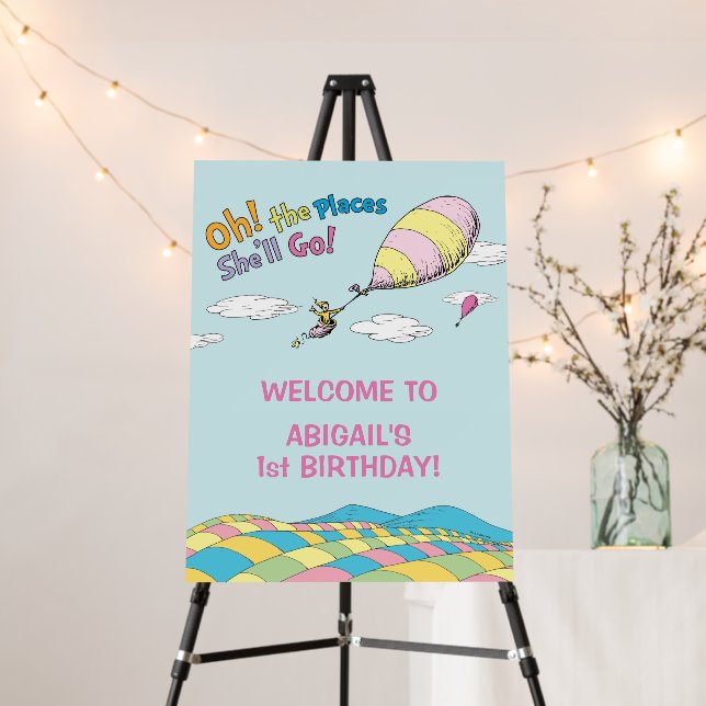 Oh, The Places She'll Go! - First Birthday Girl Foam Board (In Situ (Stand))