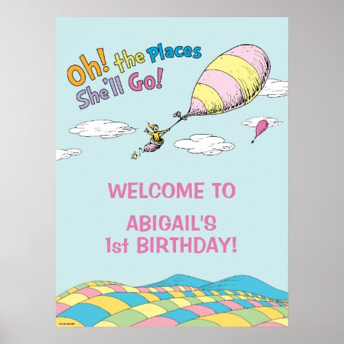 Oh The Places Shell Go _ First Birthday Girl Poster